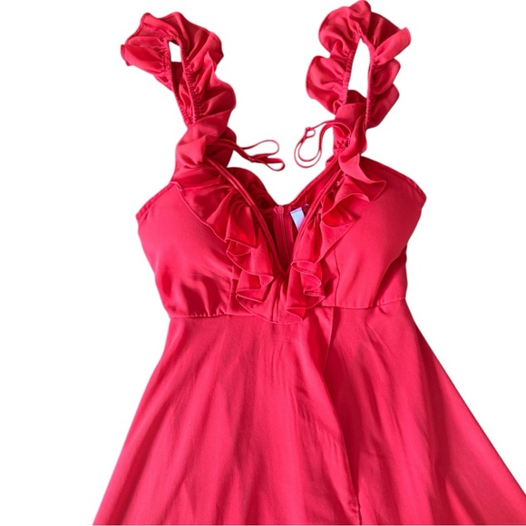 Orange Tiered Ruffled Halter Dress for Weddings - Picture 7 of 10